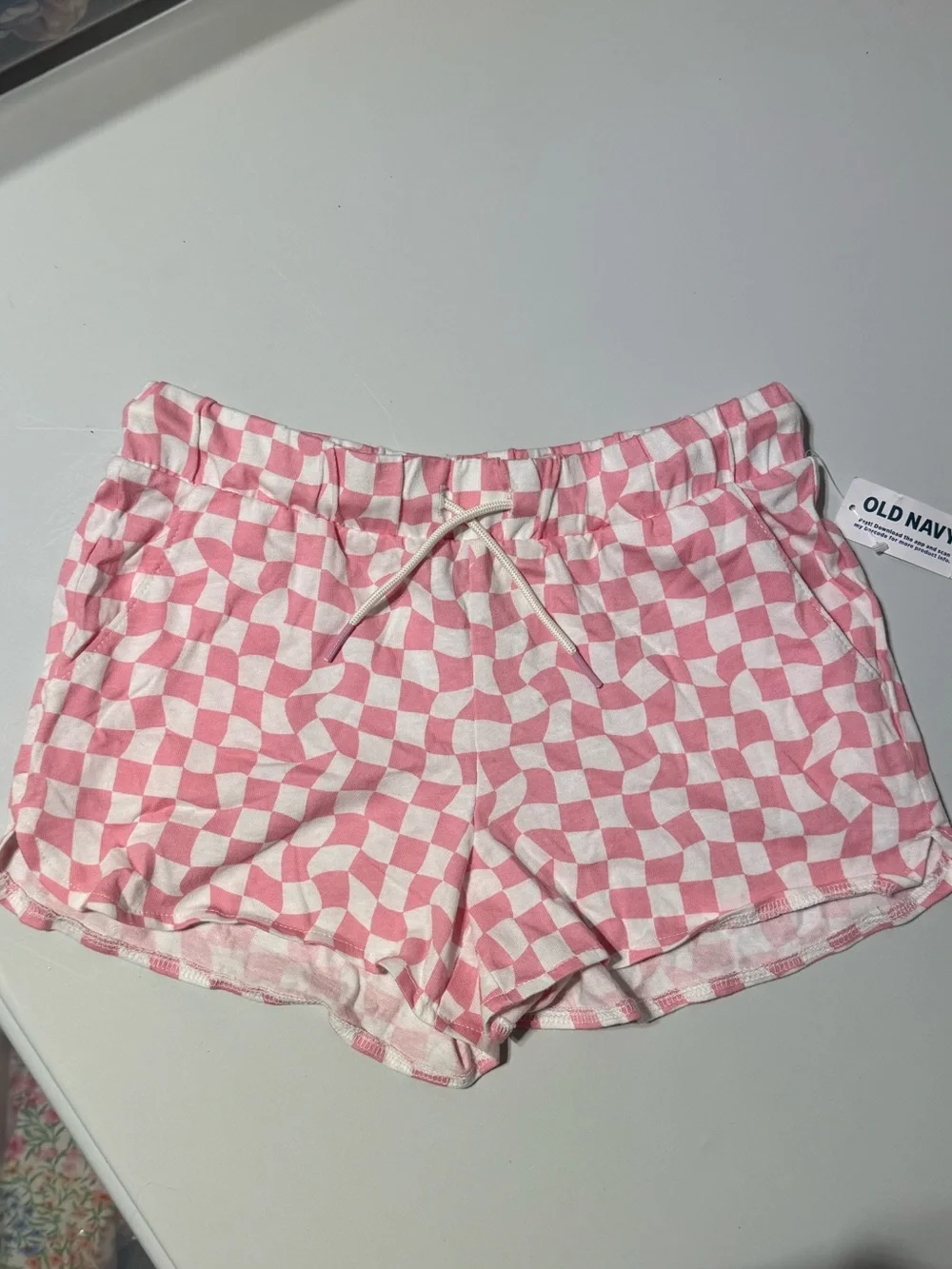 Girls Knit Everyday Casual Drawstring Shorts NWT trendy basics checkered 10/12